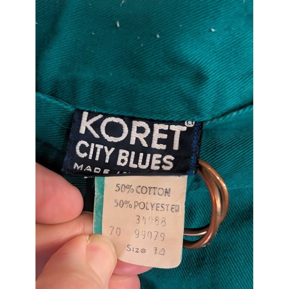 Koret City Blues Teal Pleated Pants Women's 14 Cotton Blend Stain Read - Picture 3 of 4